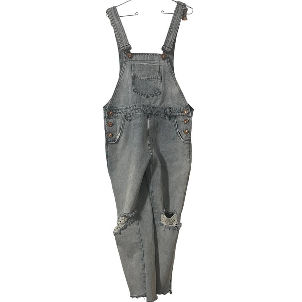 ONE X ONE TEASPOON Hooligan Denim Distressed Jeans Overalls Sz 26 Relaxed